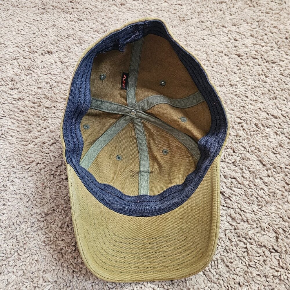 READ Columbia Sportswear Leather Patch Flexfit hat Tan Outdoor Cap - Picture 4 of 8